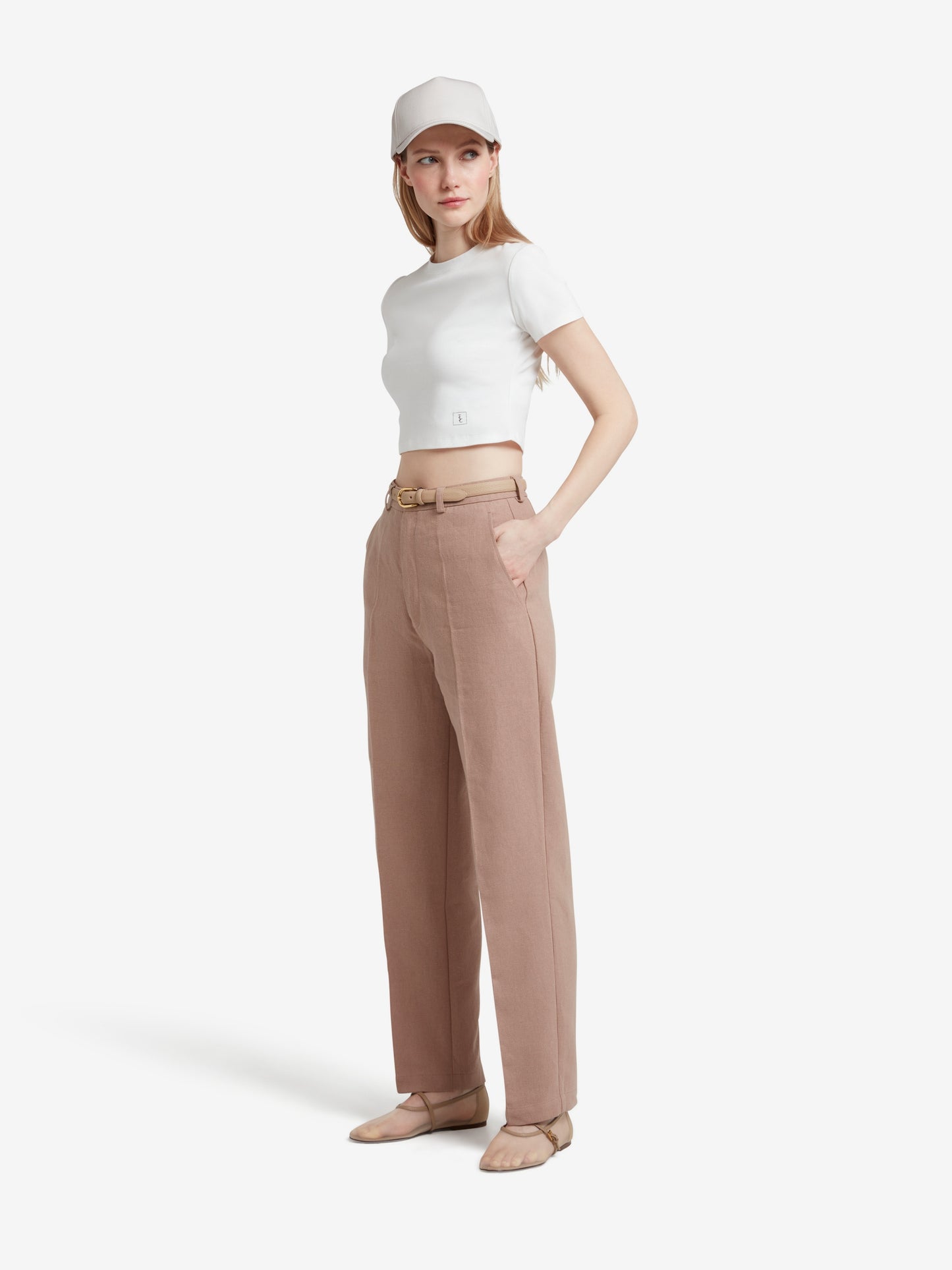 Straight Leg Trousers - Beige