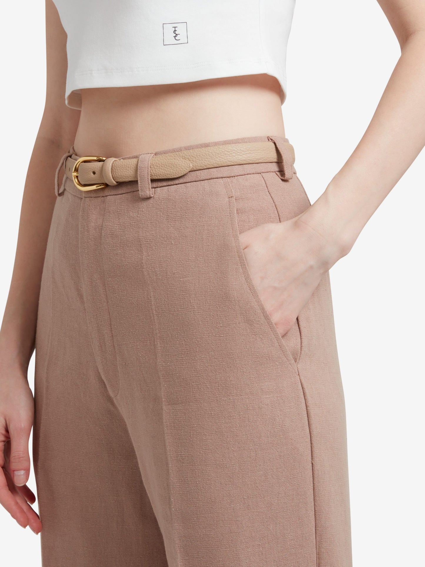 Straight Leg Trousers - Beige