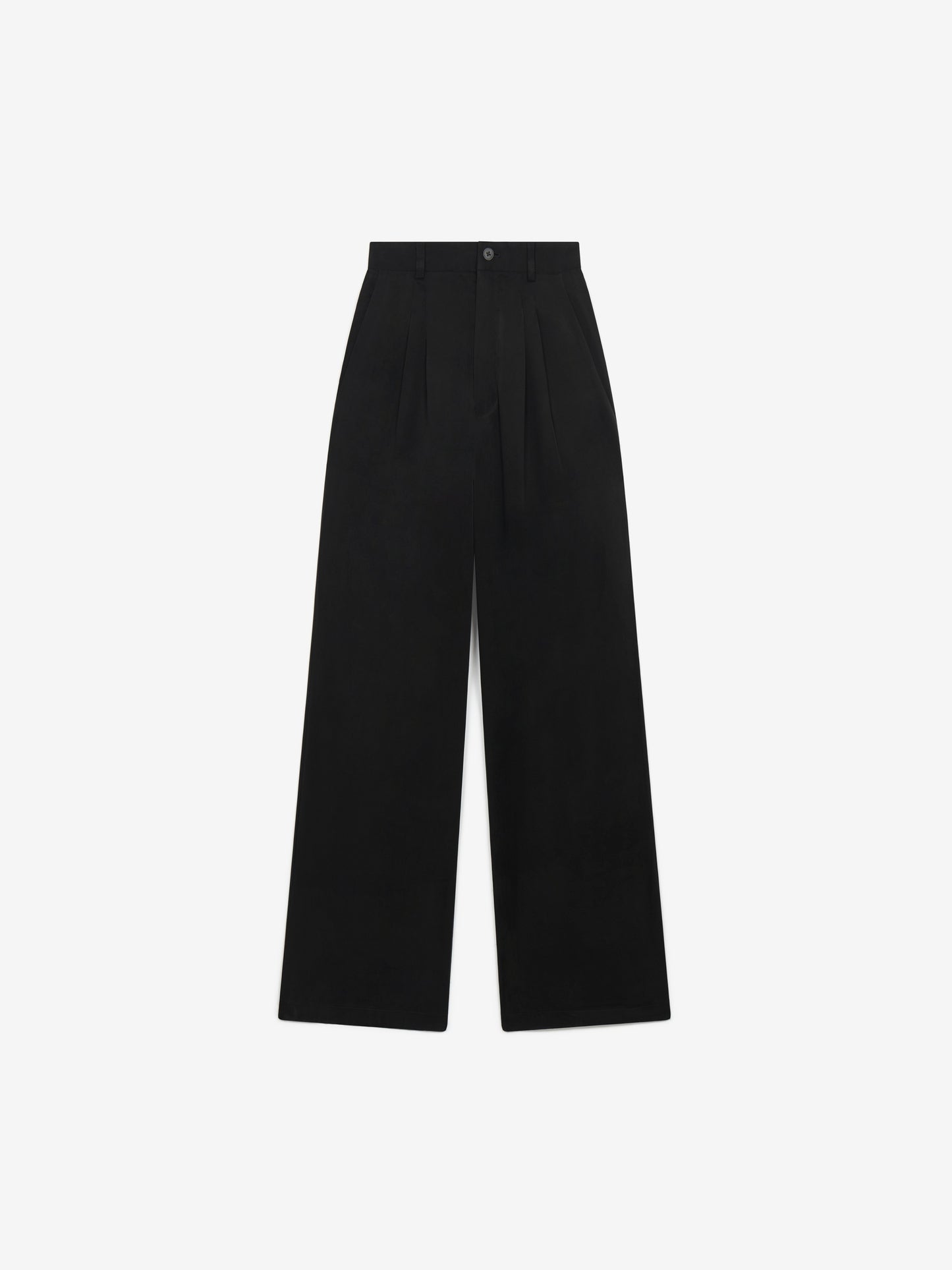 Cupro High Waisted Wide Leg Trousers - Black