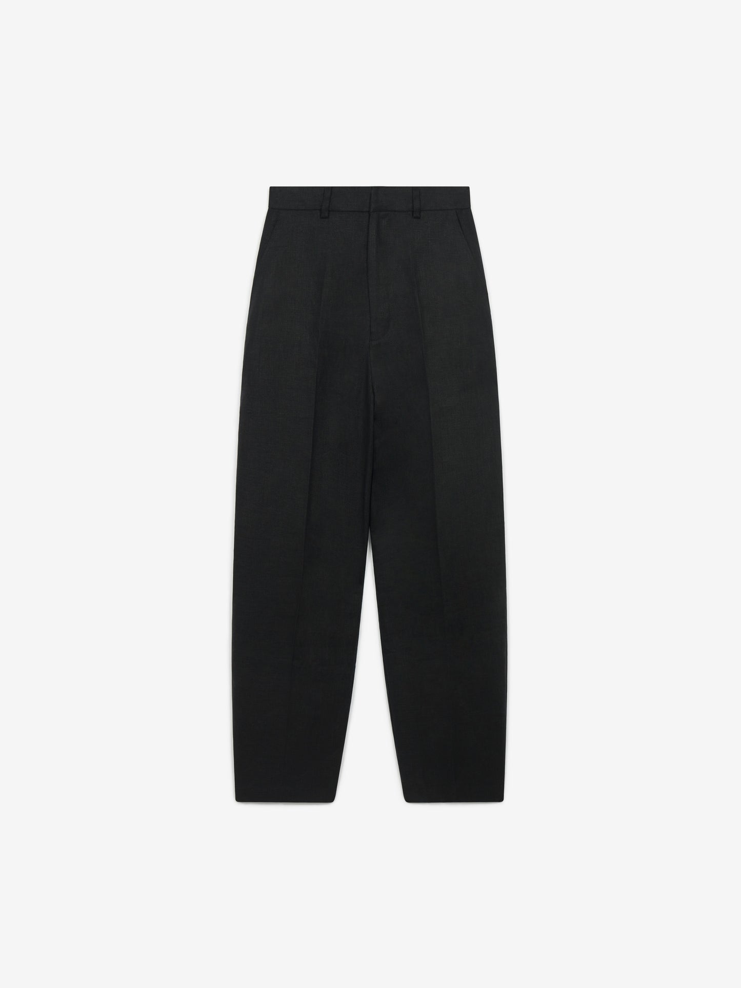 Linen Straight Leg Trousers - Black