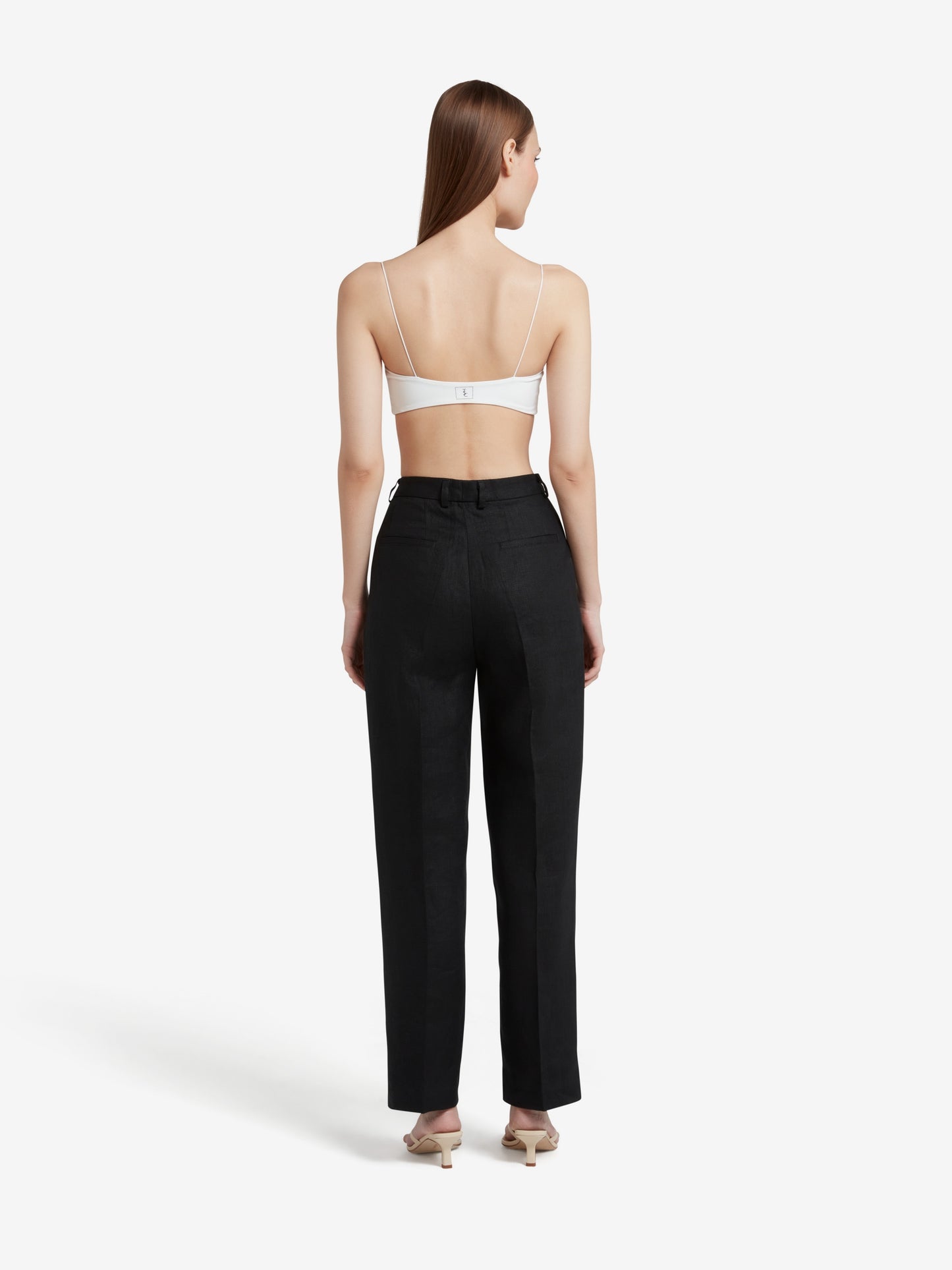 Linen Straight Leg Trousers - Black