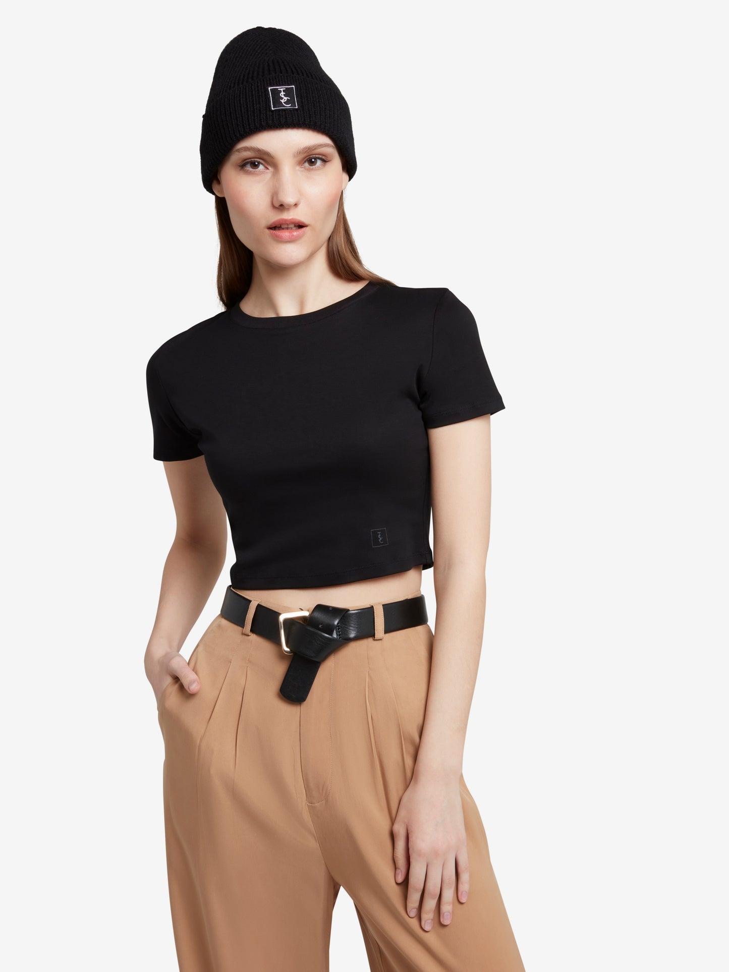 The Signature Cropped Cotton Top - Black