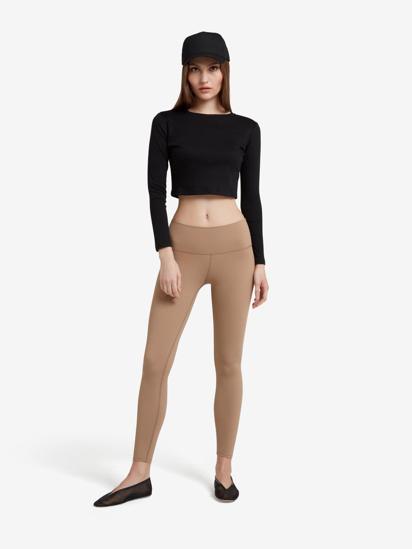 The Signature Long Sleeved Cropped Cotton Top - Black