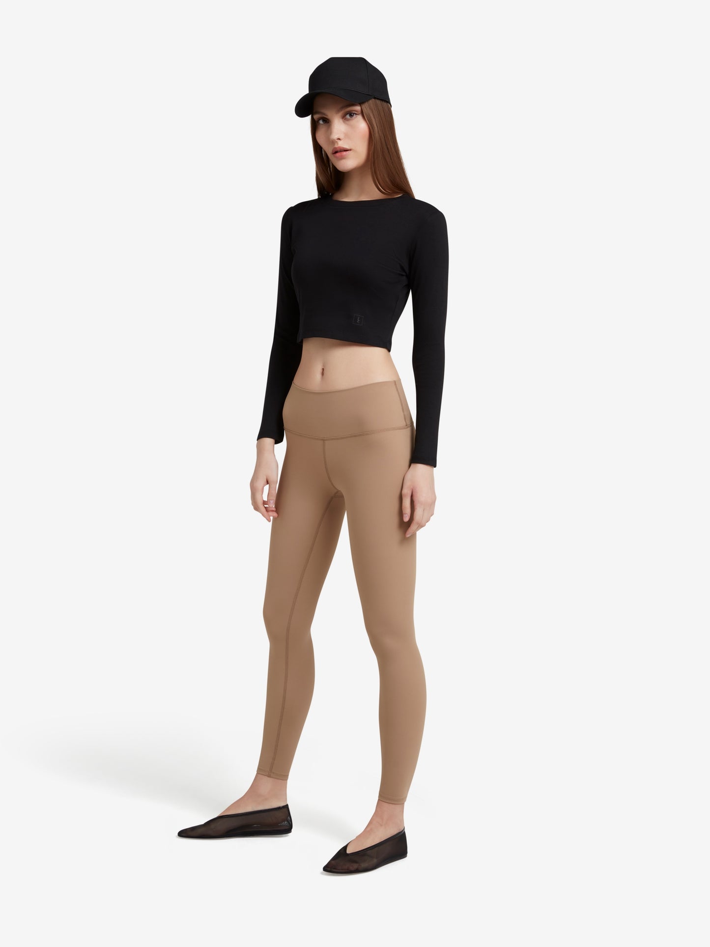 The Signature Long Sleeved Cropped Cotton Top - Black