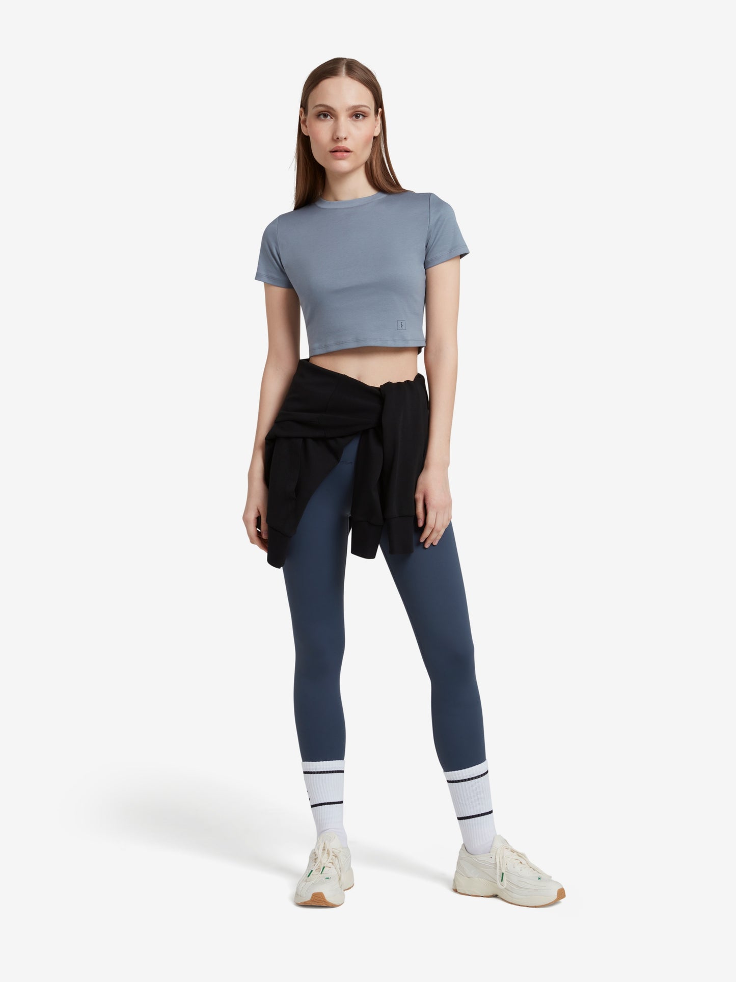 The Signature Cropped Cotton Top - Blue