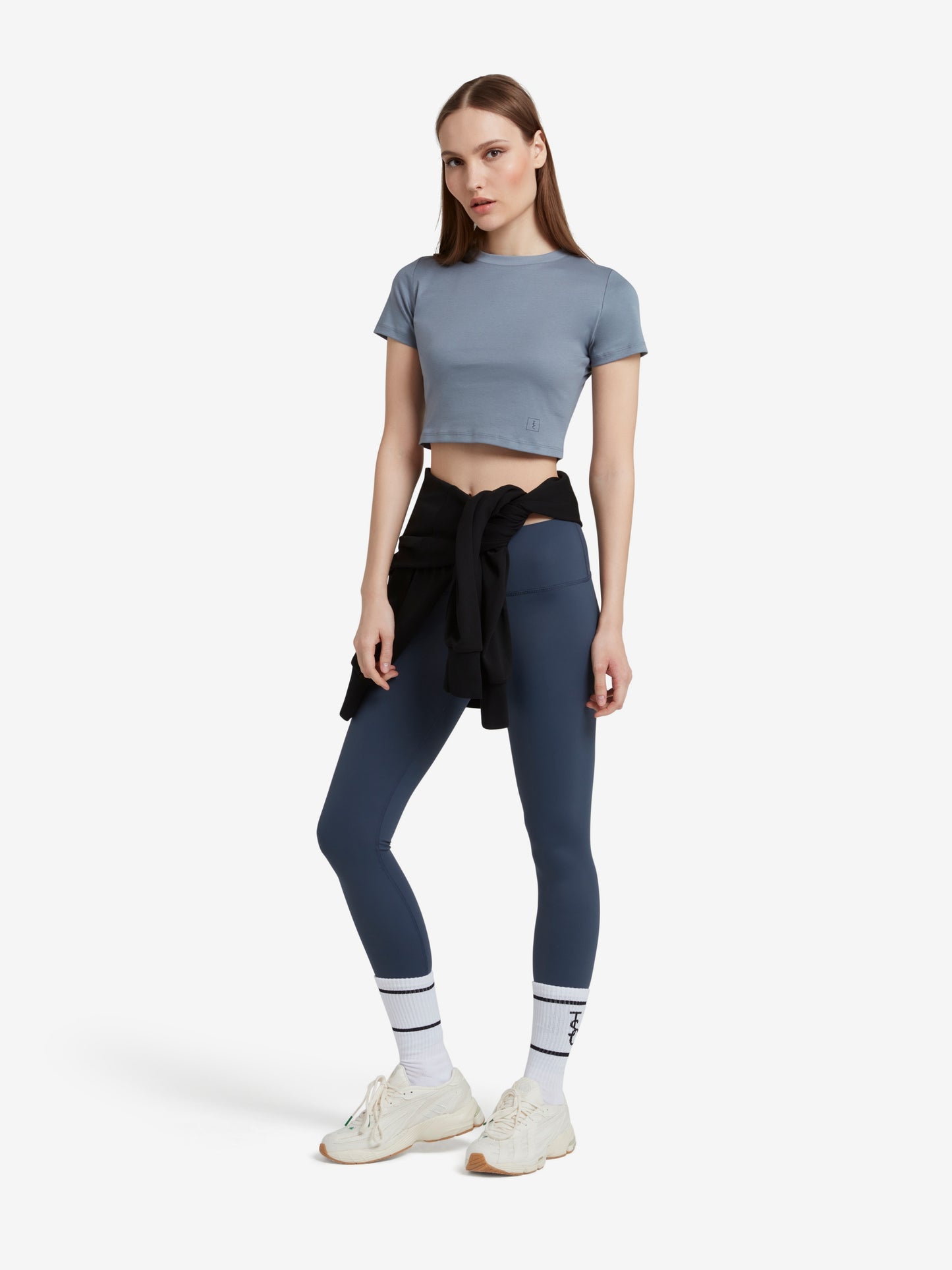The Signature Cropped Cotton Top - Blue