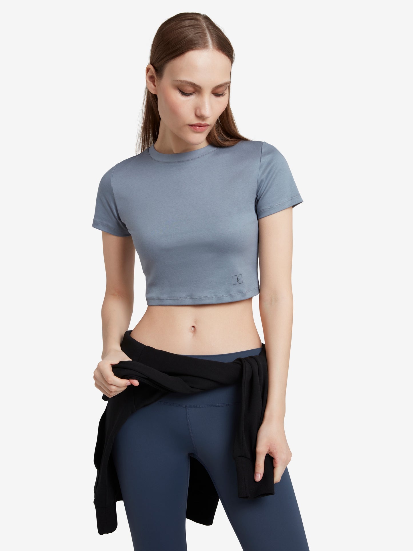 The Signature Cropped Cotton Top - Blue