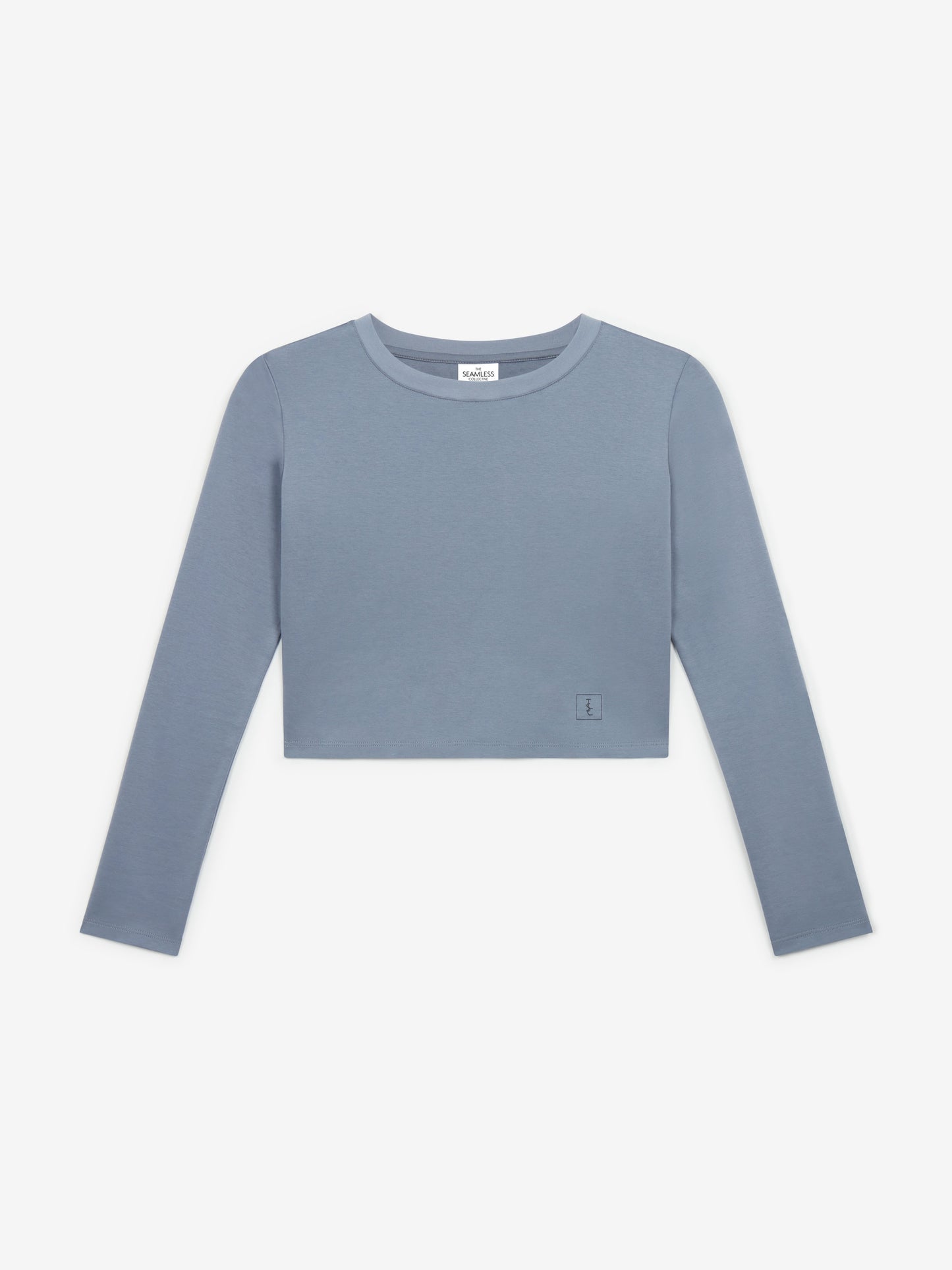 The Signature Long Sleeved Cropped Cotton Top - Blue