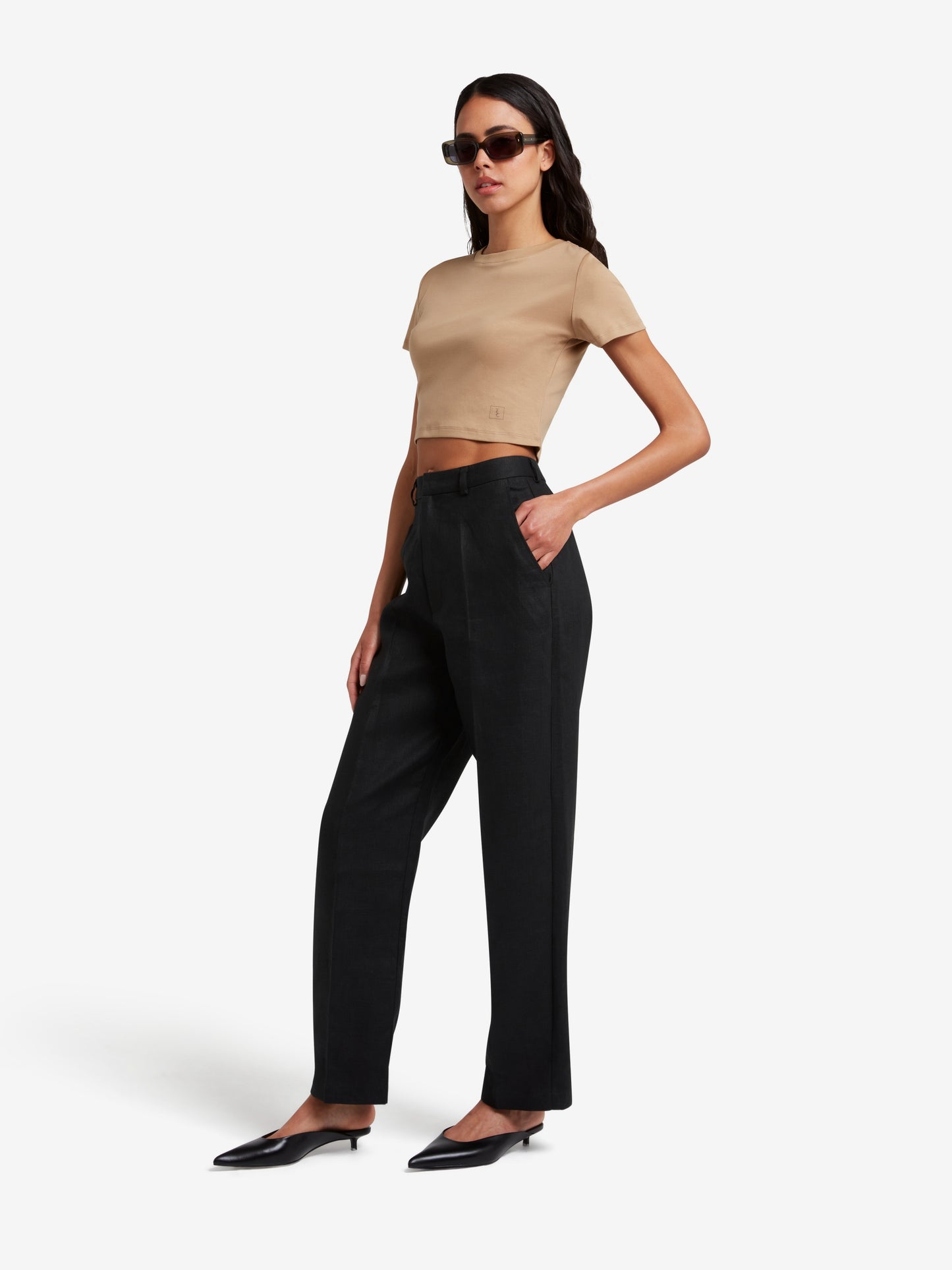 The Signature Cropped Cotton Top - Brown