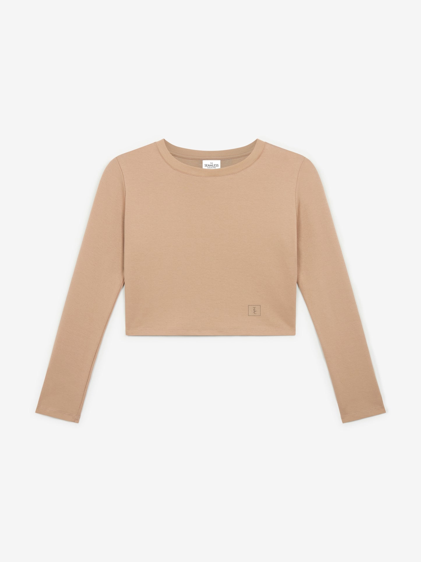 The Signature Long Sleeved Cropped Cotton Top - Brown