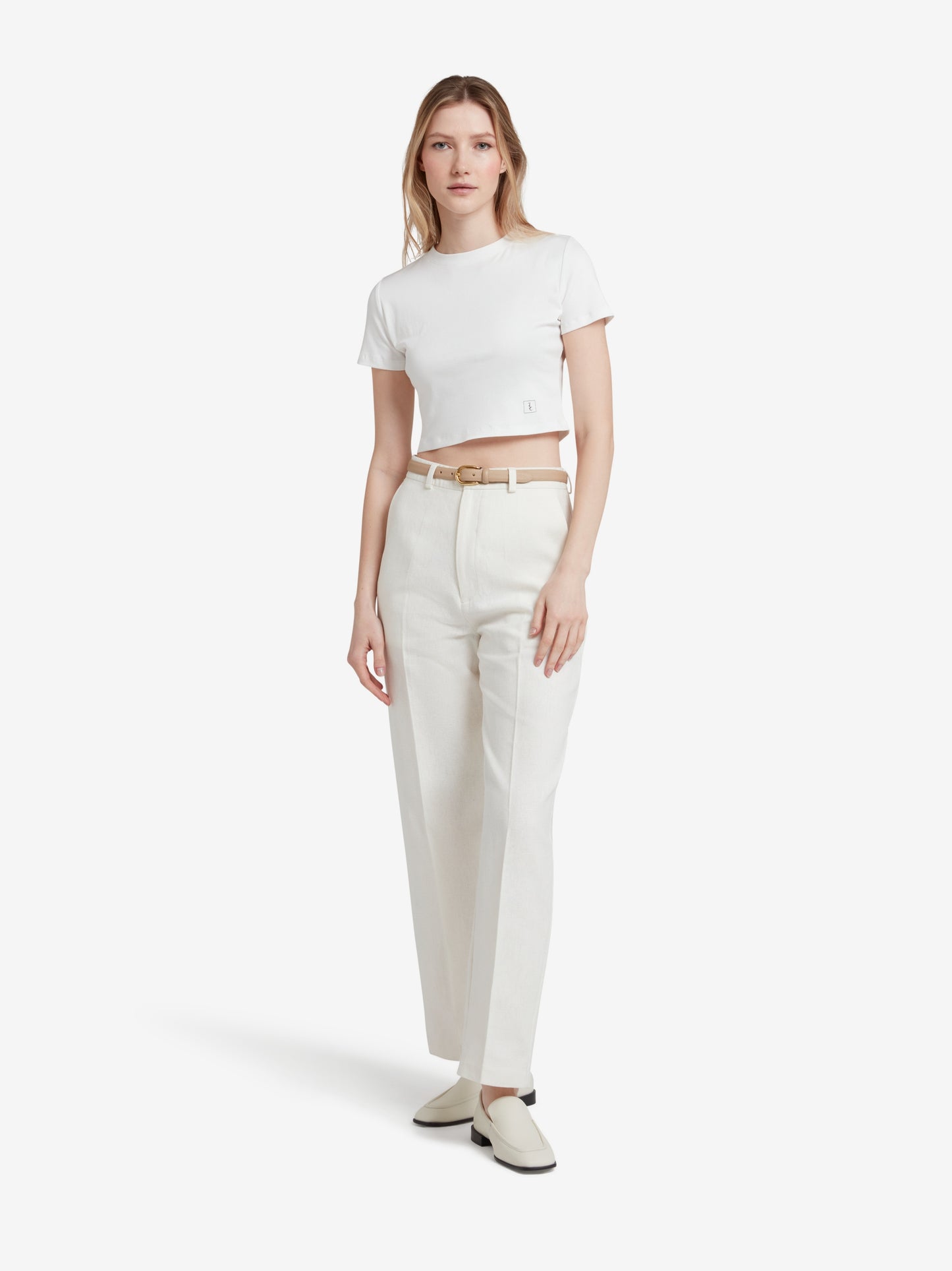 The Signature Cropped Cotton Top - White