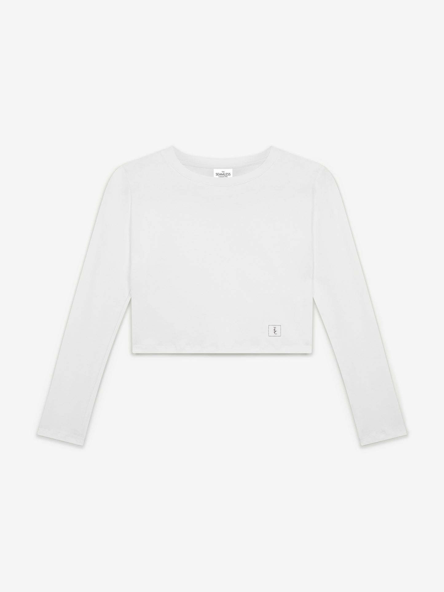 The Signature Long Sleeved Cropped Cotton Top - White