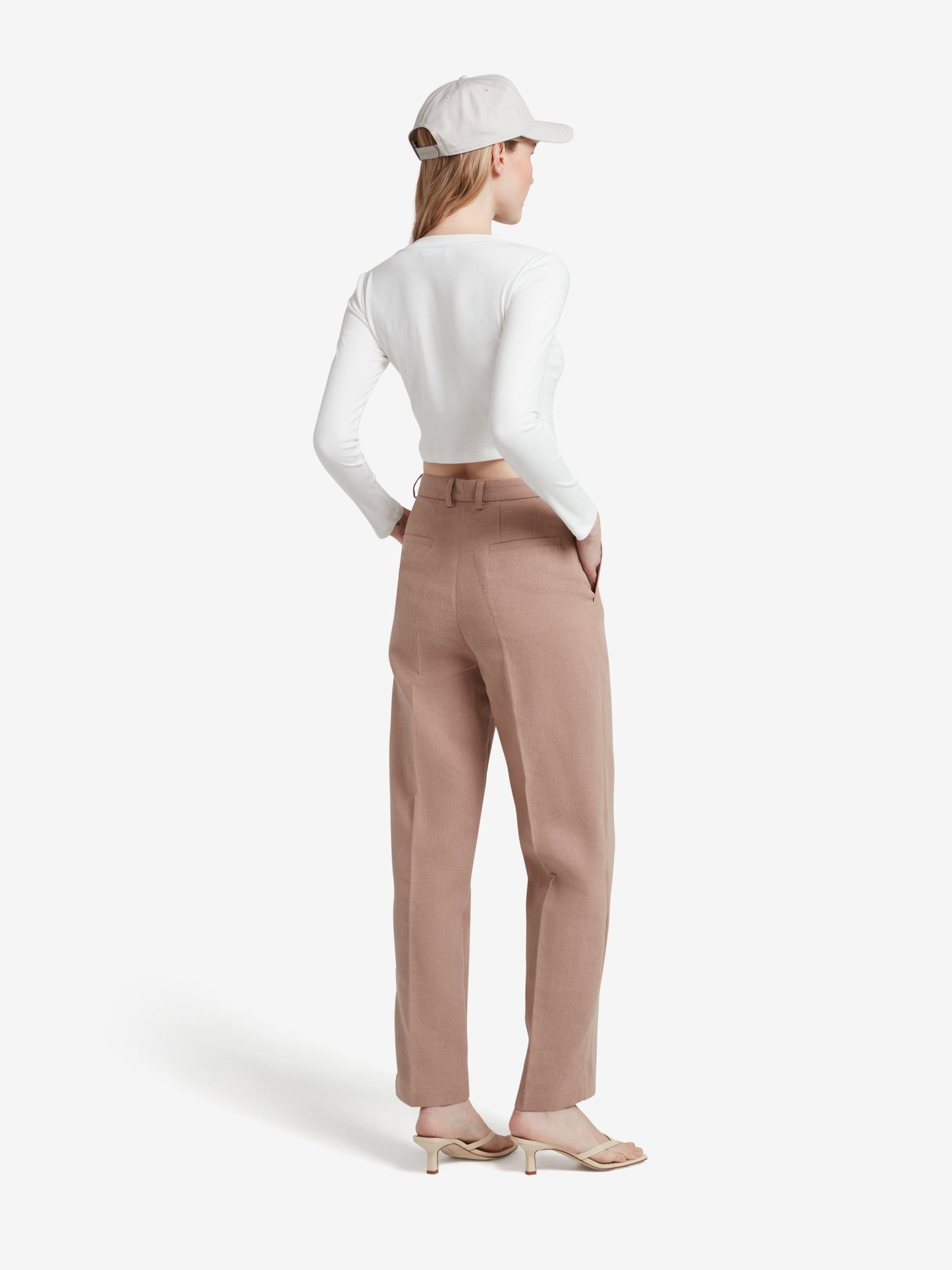 The Signature Long Sleeved Cropped Cotton Top - White