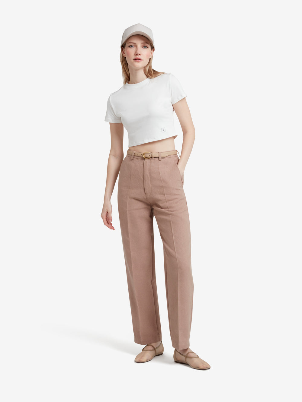 Straight Leg Trousers - Beige