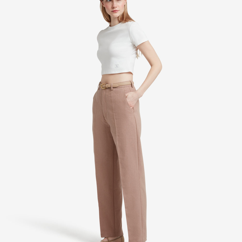 
                  
                    Straight Leg Trousers - Beige
                  
                