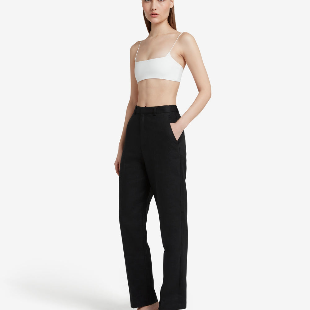 
                  
                    Linen Straight Leg Trousers - Black
                  
                