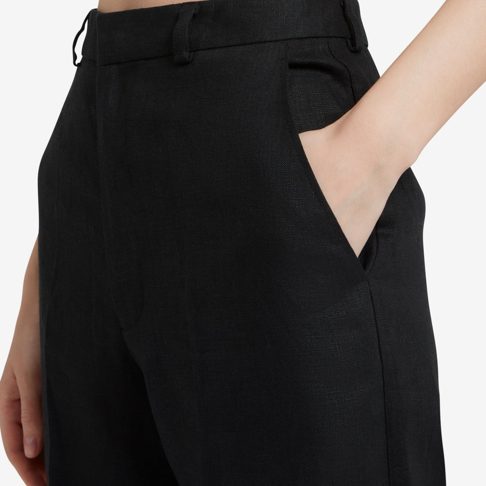 
                  
                    Linen Straight Leg Trousers - Black
                  
                