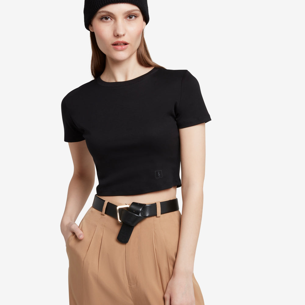 
                  
                    The Signature Cropped Cotton Top - Black
                  
                