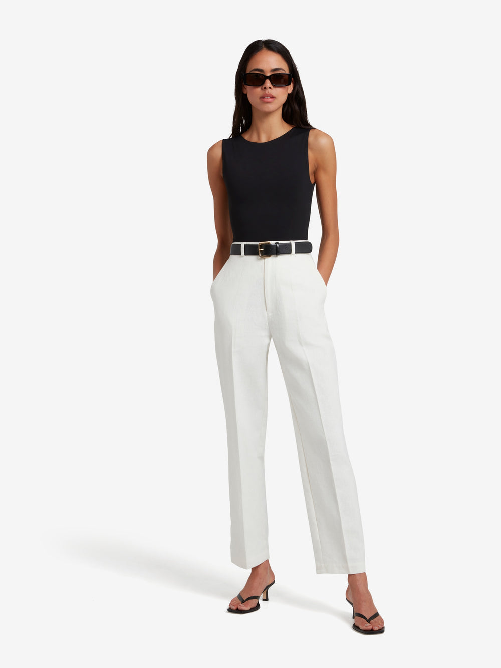 Straight Leg Trousers - White